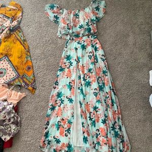 2 piece cropped top and maxi skirt from lulus size small